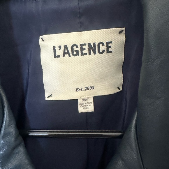 L'AGENCE Billie Belted Leather Jacket  /Coat Midnight Navy XS - Picture 14 of 14